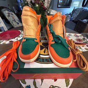 Nike Orange and Green High-Top Sneakers